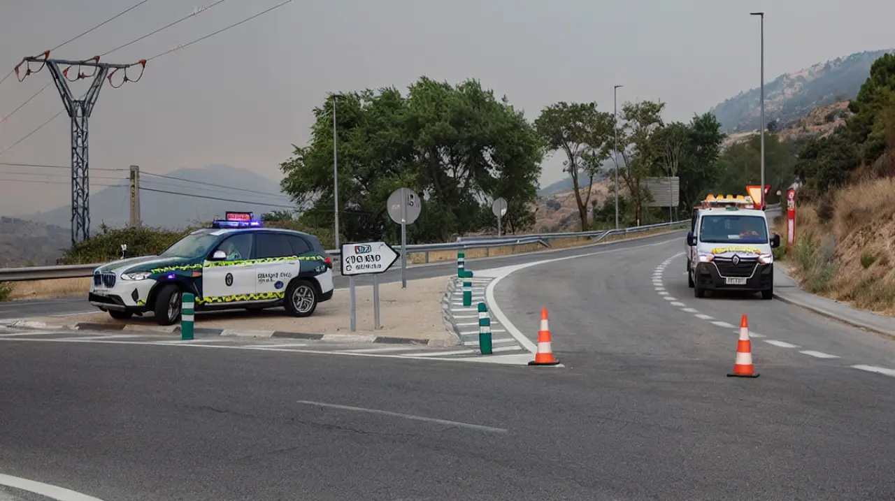 Unas 13 carreteras madrileñas permanecen afectadas por el incendio de la sierra oeste, con cortes totales o parciales
