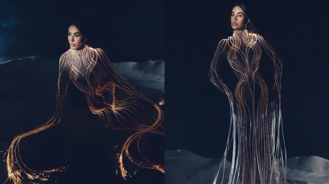 Galilea Montijo deslumbra con vestido de 65,000 microcristales y filamentos LED en el estreno de La Casa de los Famosos México 2026