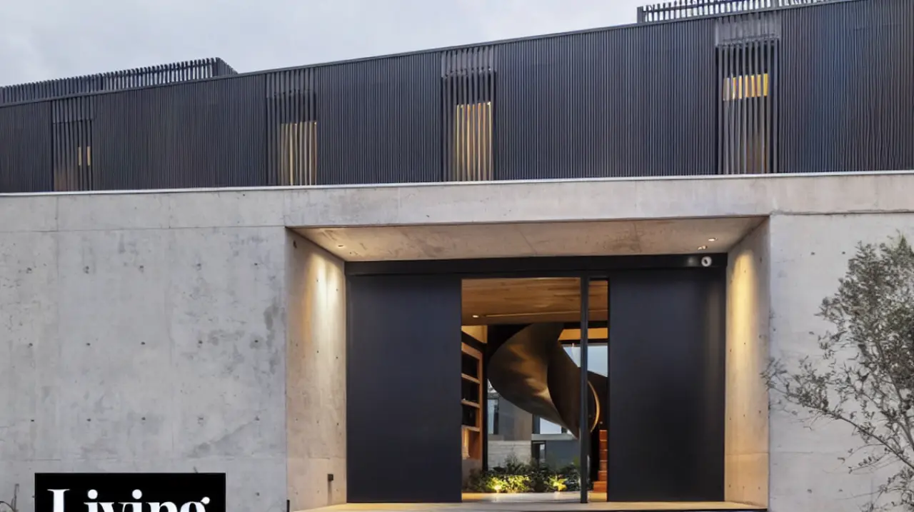 Una casa en negro que se abre al jardín