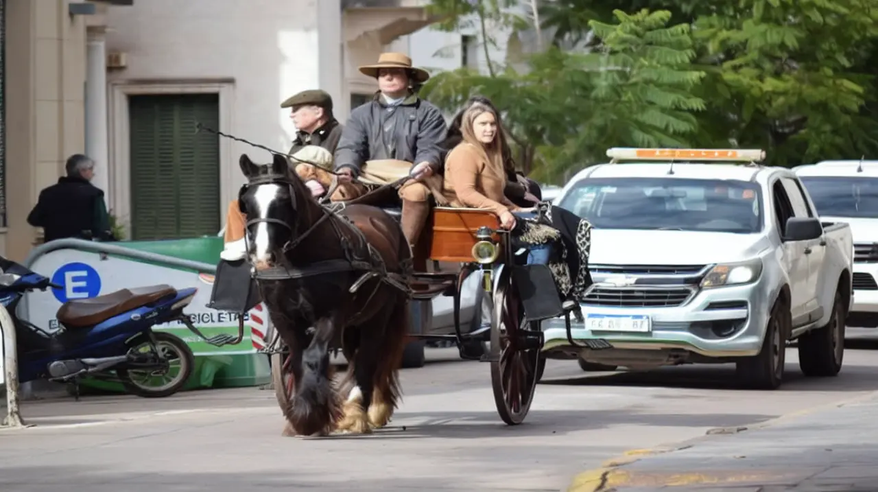 El "jaunting car", el carruaje irlandés de asientos laterales que volvió a desfilar en San Antonio de Areco