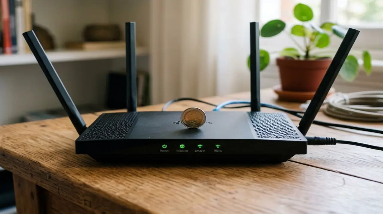La moneda sobre el módem del Wi‑Fi: por qué no mejora la señal y qué conviene hacer