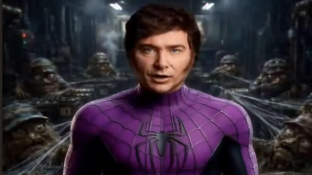 Milei difundió un video hecho con IA vestido de Spider-Man para respaldar la reforma de la Carta Orgánica