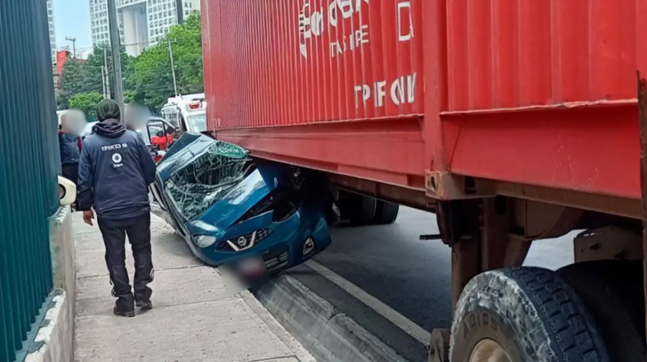 Tráiler sin frenos aplasta un auto con cinco ocupantes en Santa Fe; todos resultan lesionados