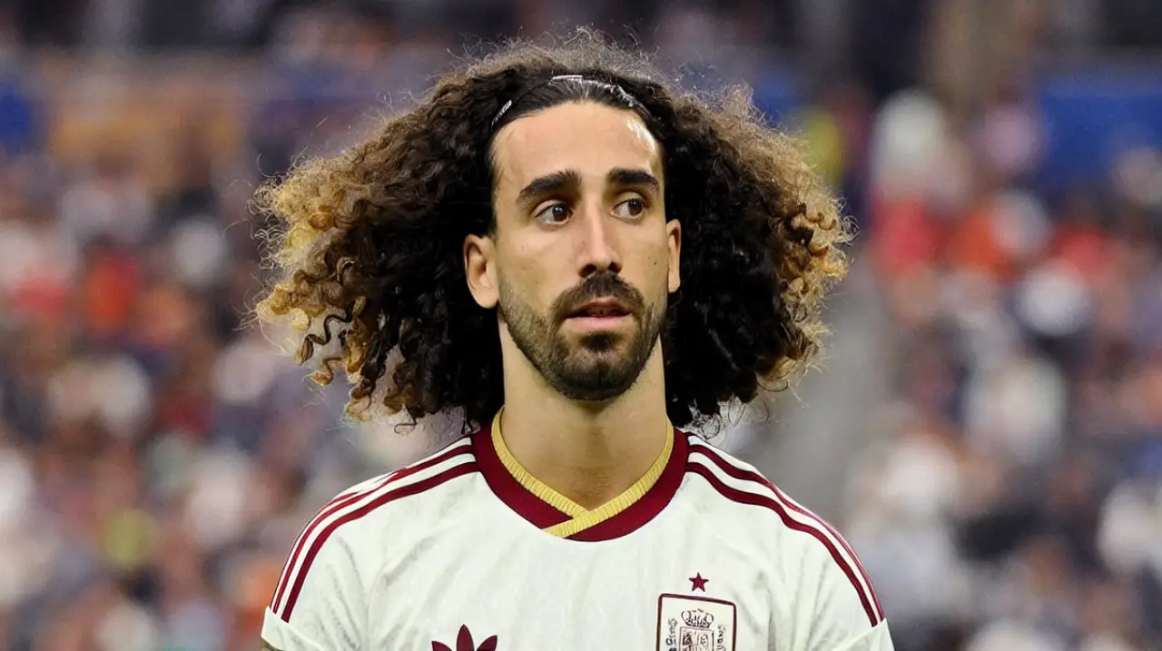 Cucurella deja sostener su medalla del Mundial a un cartero de Horsham antes de mudarse a Madrid