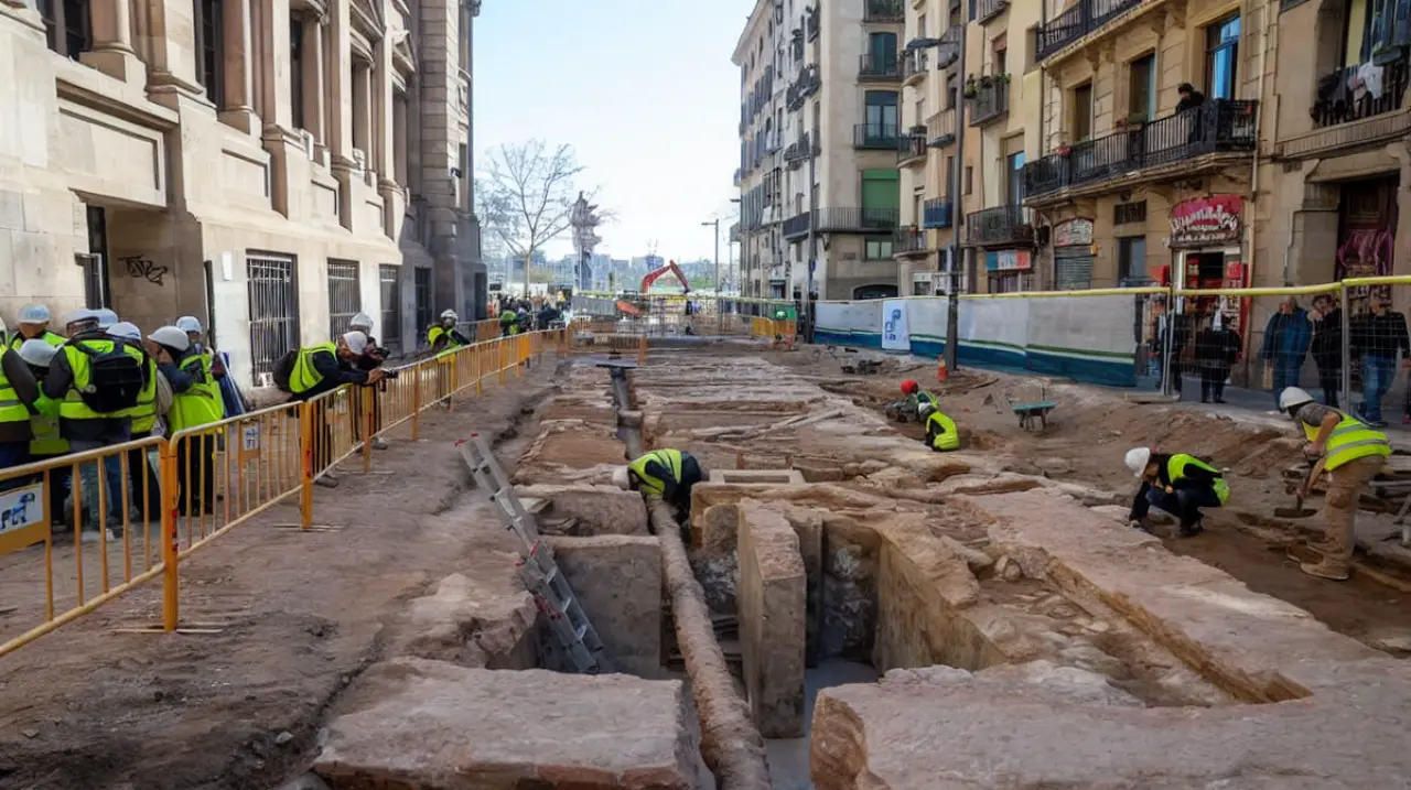 Hallan en Barcelona cinco casas medievales y un tramo de las antiguas Voltes dels Encants bajo la calle Fusteria