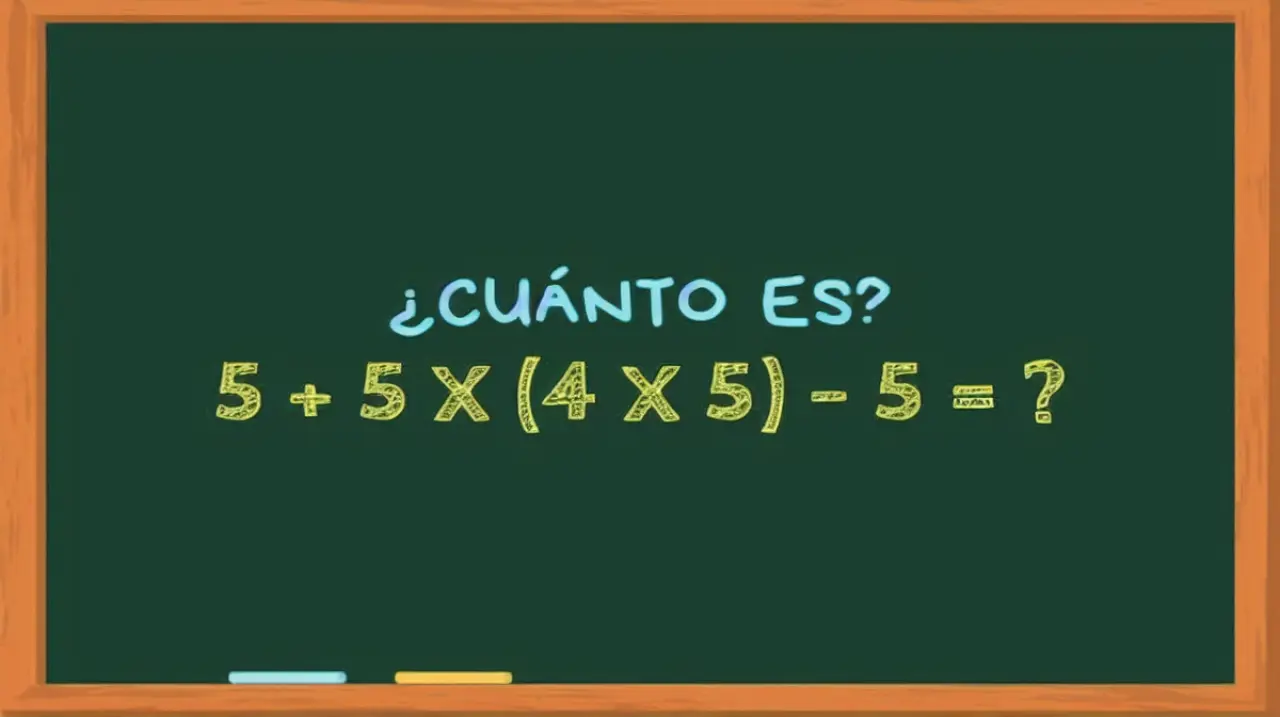 Desafío matemático: cuánto da 5 + 5 x (4 x 5) - 5