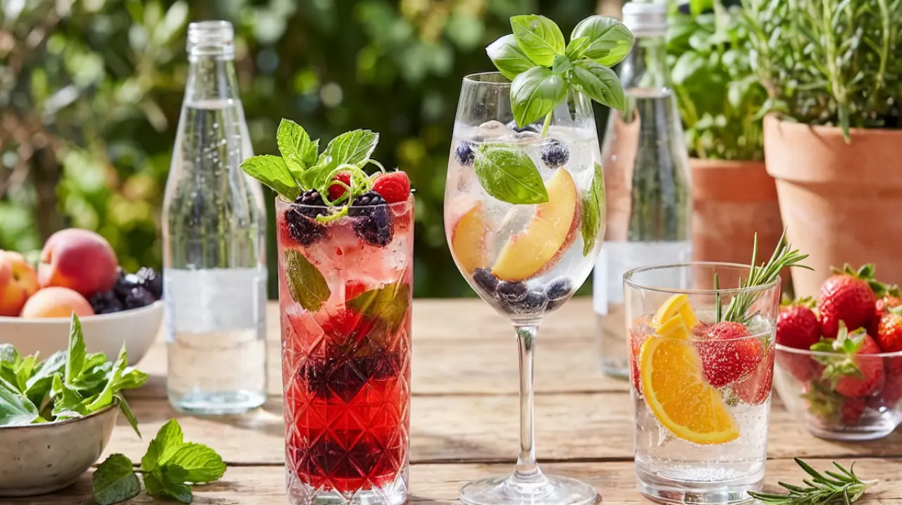Ocho cócteles frescos con agua mineral, frutas y hierbas para preparar en casa