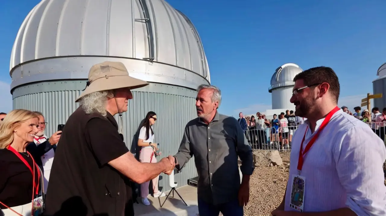 Brian May presencia el eclipse total en Teruel y lo define como "simplemente hermoso"