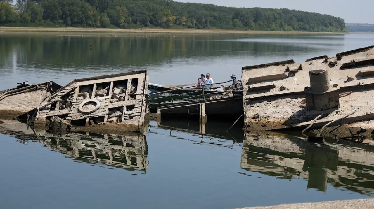 Ríos en mínimos históricos exponen barcos de guerra y piezas del pasado en Europa