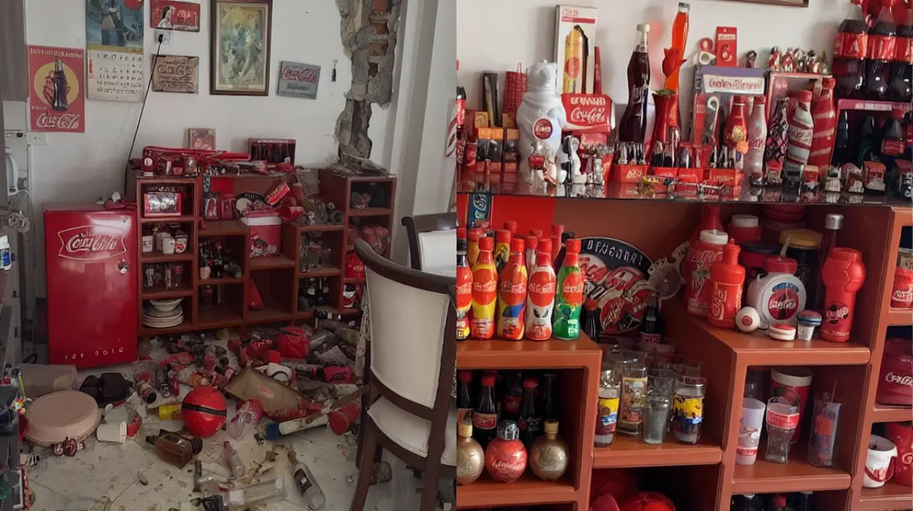 Una coleccionista de Pereira perdió 29 años de memorabilia de Coca-Cola tras el sismo de 7,4