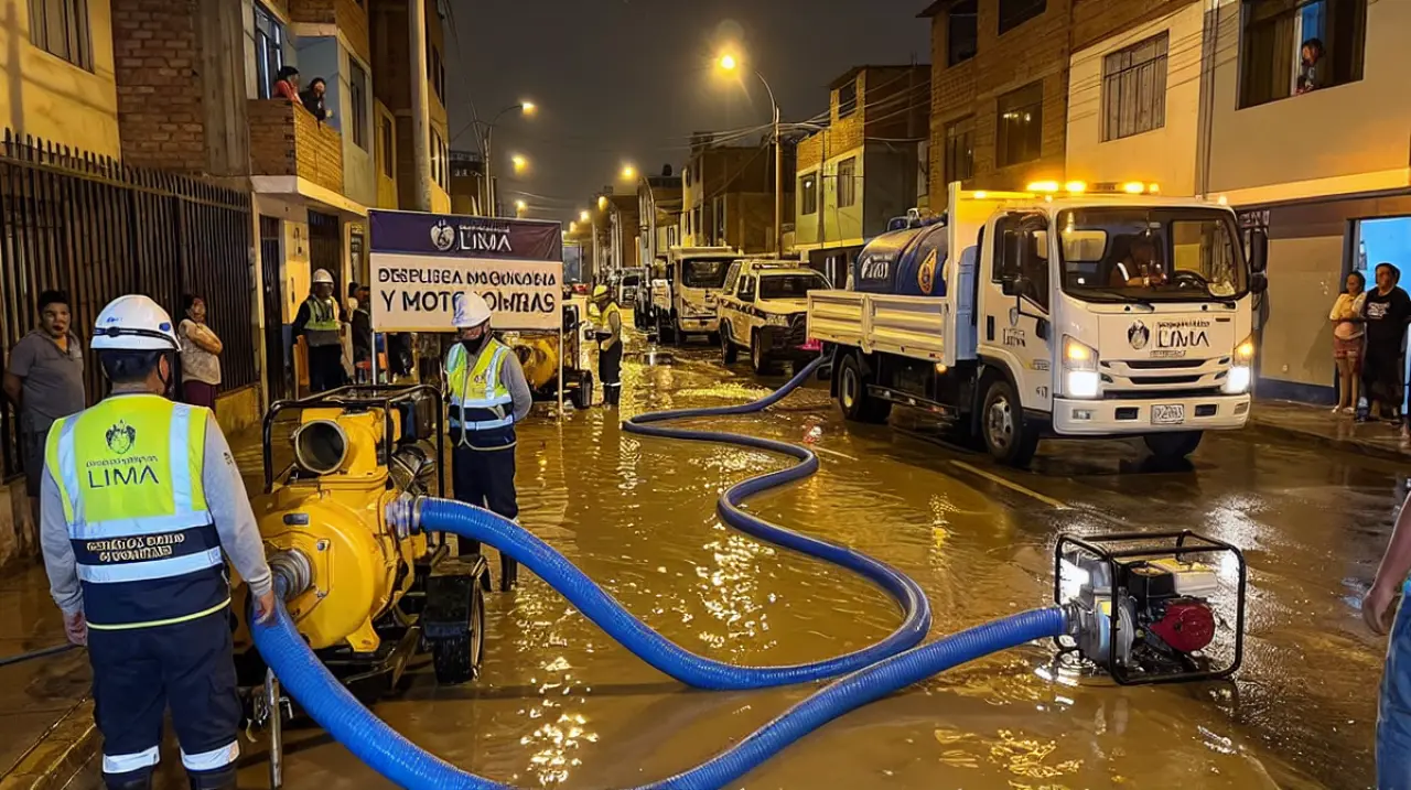 Lluvias en Lima: despliegan maquinaria y motobombas ante aniegos en el sur