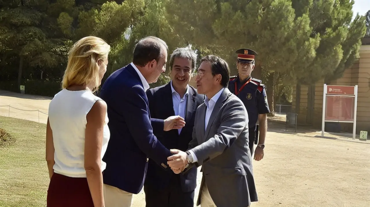 Albares visita las obras de la nueva Casa Asia en Barcelona junto a representantes institucionales