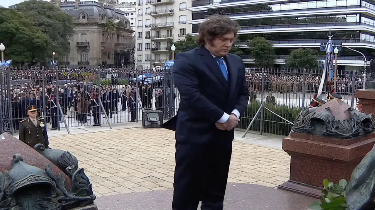 Milei encabeza el homenaje a San Martín en Retiro