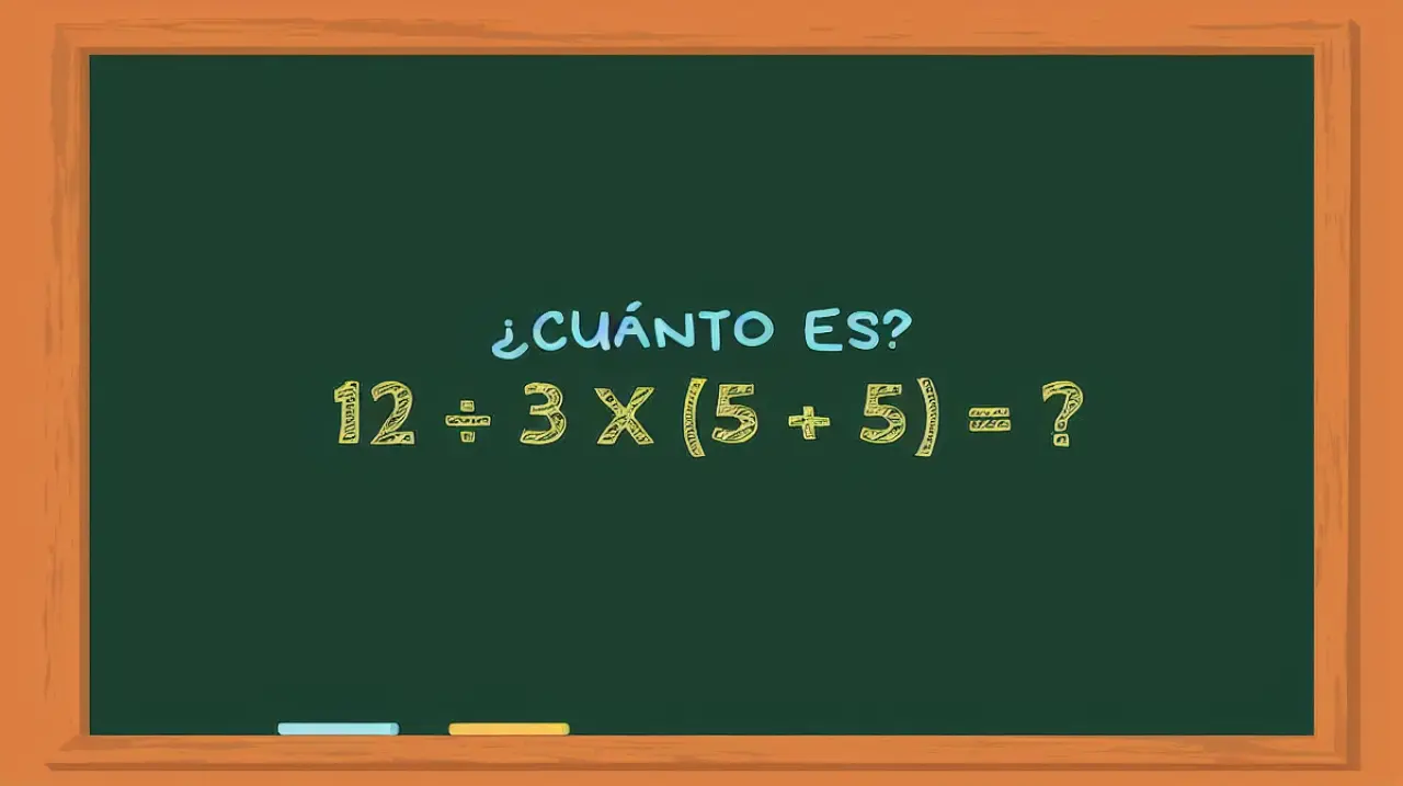 El cálculo 12 ÷ 3 × (5 + 5) que pone a prueba la jerarquía de operaciones