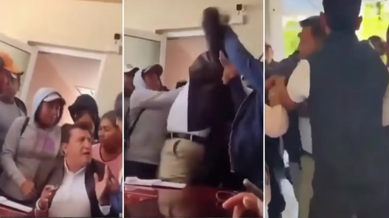 Habitantes de La Flor retienen al alcalde de San Salvador, Hidalgo, tras protestar en el Palacio Municipal