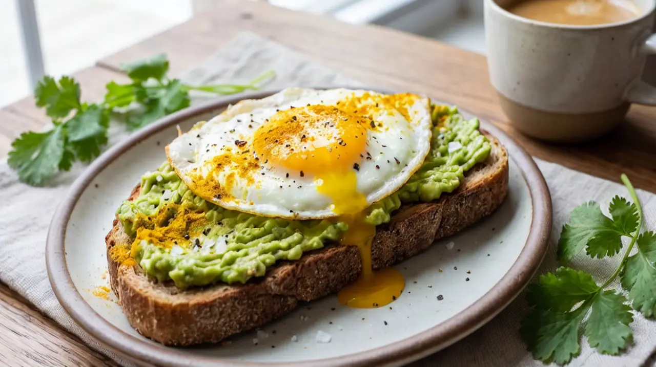 Pan integral con aguacate, huevo y cúrcuma: una opción de desayuno para personas con colitis