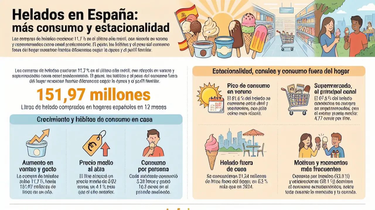 El consumo de helado en España crece un 11,7% y supera los 151 millones de litros
