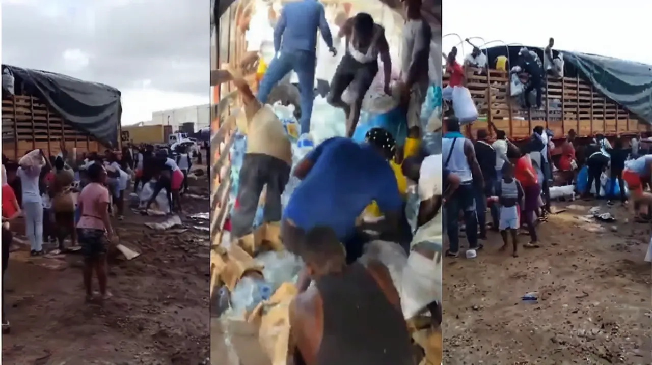 Policía descarta saqueo en video de una tractomula con ayudas en Buenaventura