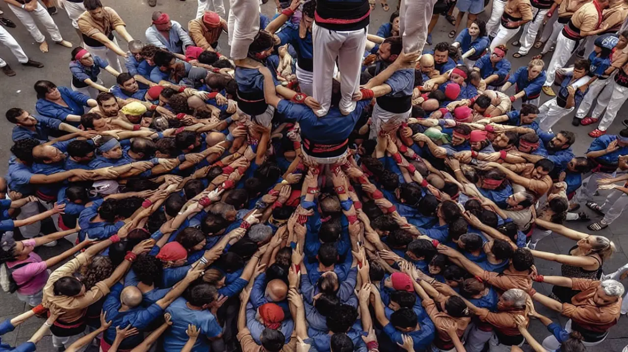 Gràcia cierra hoy sus fiestas con castellers, música y calles engalanadas