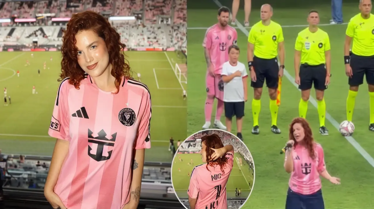 Nicole Zignago cantó el himno de Estados Unidos en el Nu Stadium durante un partido del Inter Miami