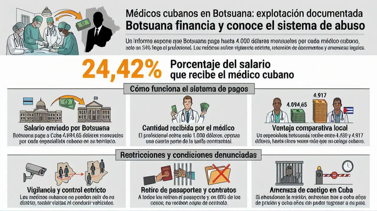 Botsuana financia a médicos cubanos bajo un esquema de retención salarial y fuertes restricciones