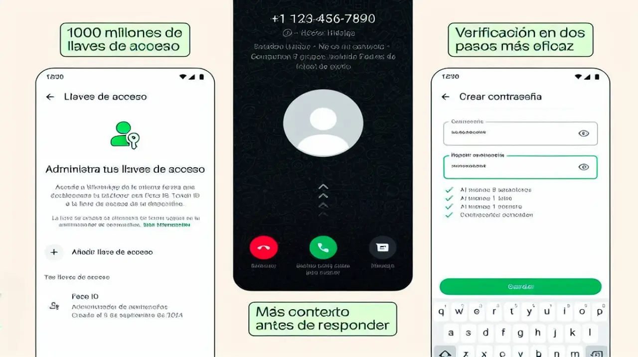 WhatsApp refuerza la seguridad con más llaves de acceso, un PIN ampliado y datos extra en llamadas