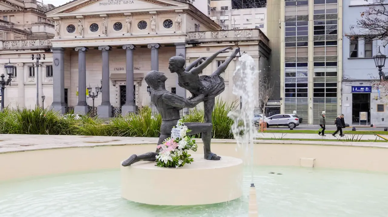 La fuente del homenaje al Ballet del Colón volvió a funcionar tras su restauración