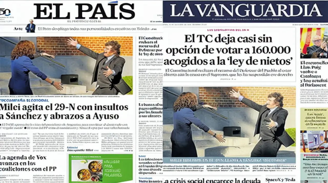 Milei cerró su visita a España con críticas a Sánchez y un encuentro con Ayuso
