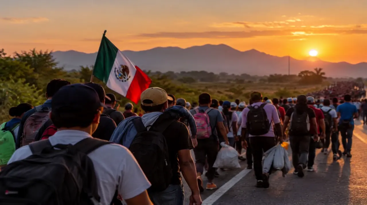 Una caravana de más de 600 migrantes pide permisos para atravesar México rumbo al norte