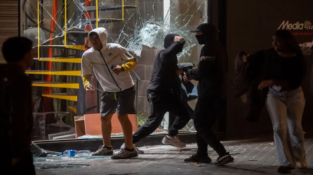 Disturbios en Barcelona dejan 128 detenidos y 23 comercios vandalizados