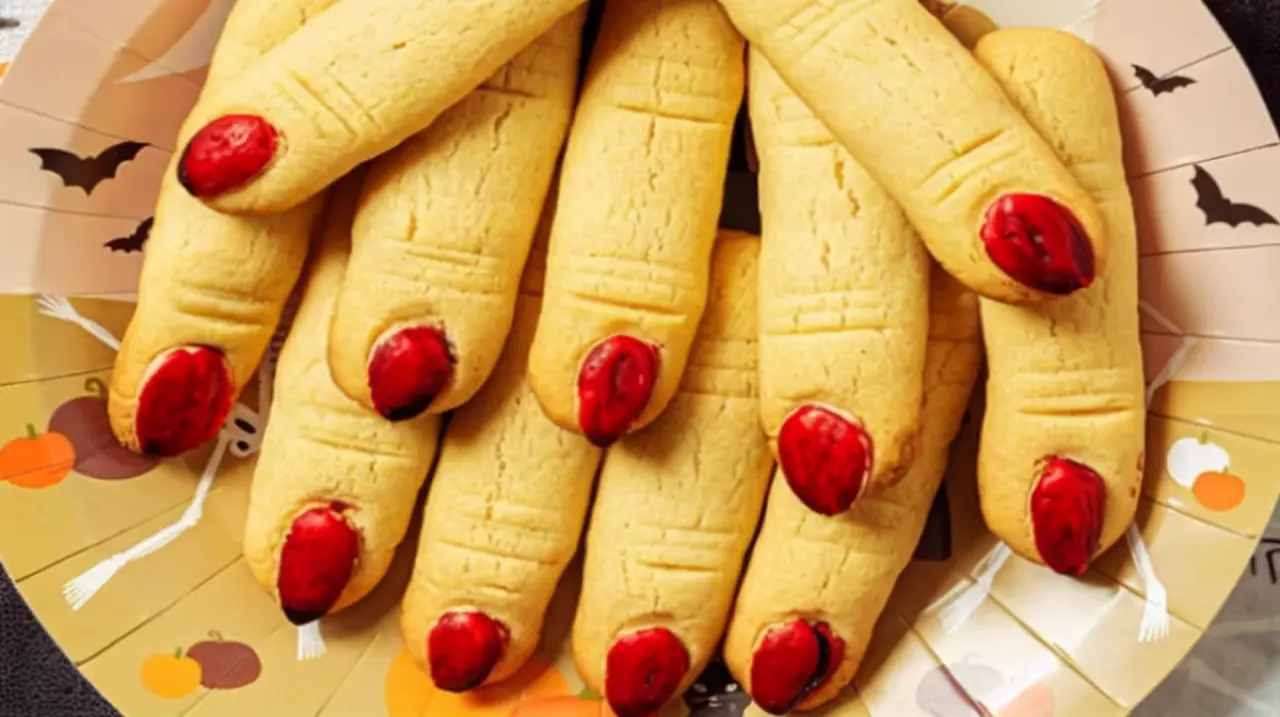 Galletas de Halloween con forma de dedos de bruja